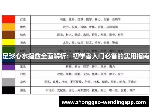 足球心水指数全面解析：初学者入门必备的实用指南